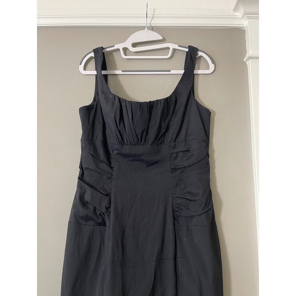 Betsy & Adam Black Ruched Bubble Hem Cocktail Dress Square Neck Size 12 - Picture 2 of 10